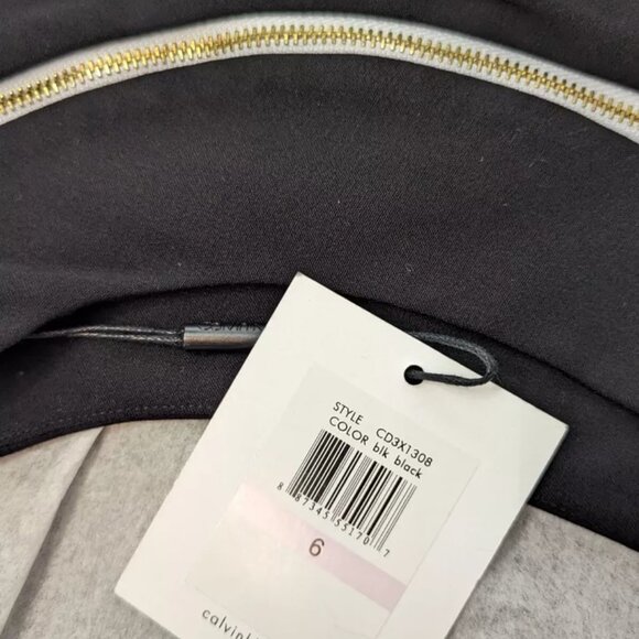 Calvin Klein Classic Black Dress with White Zipper Accents. Women's size 6. NEW - Picture 3 of 10